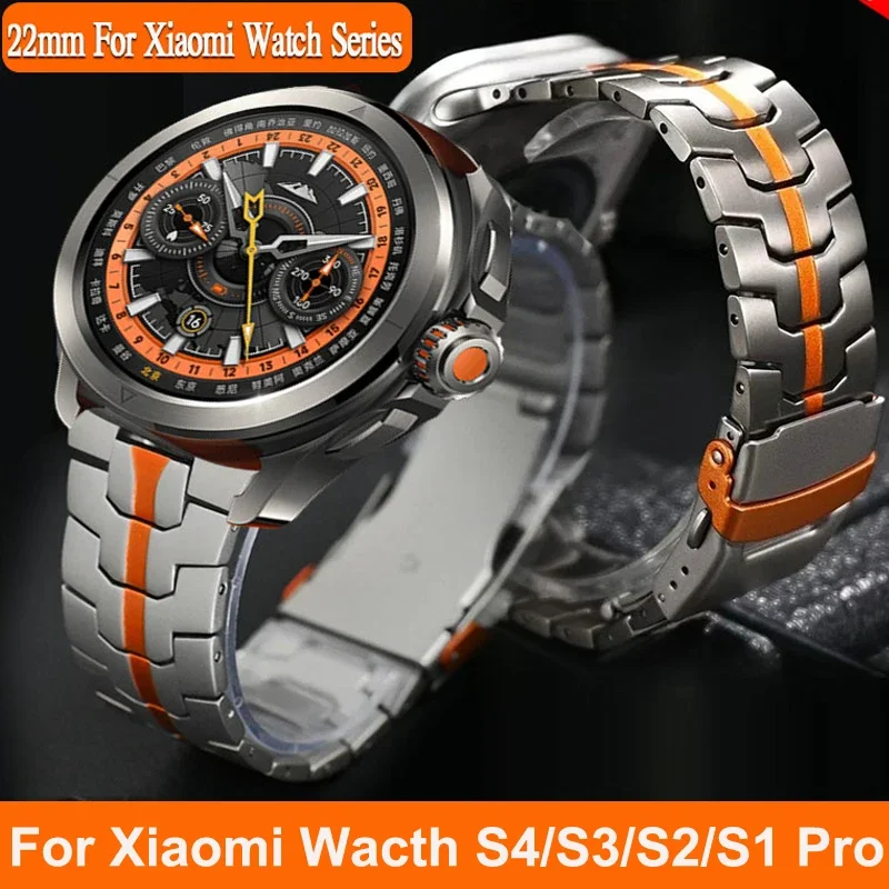 22MM Stainless Steel Sport Strap Metal Bracelet