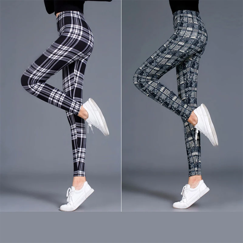 DeanFire Super Soft Milk Silk Grids Print Fitness Leggings Sexy Silm Legins Ankle Length Trouser Women Pants