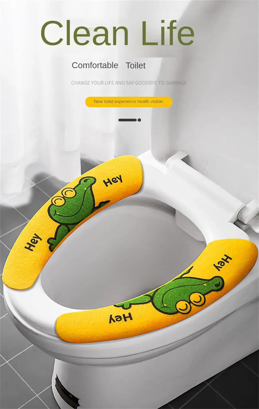 Description Picture 2 of item2pcs/set Soft Cartoon Washable Cushion WC Toilet Sticky Seat Pad Bathroom Warmer Seat Lid Cover Universal Toilet Seat Cover