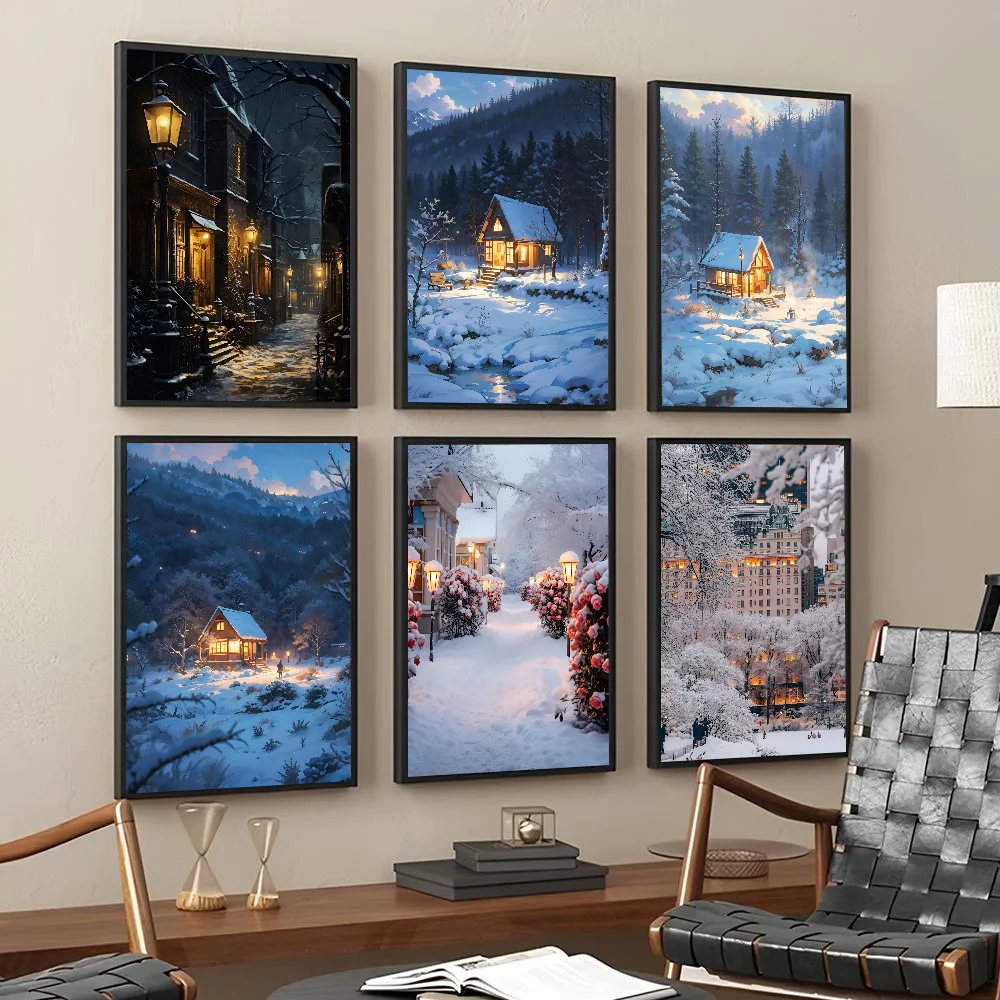 

Winter Snow Scene Poster Paper Print Home Living Room Bedroom Entrance Bar Restaurant Cafe Art Painting Decoration