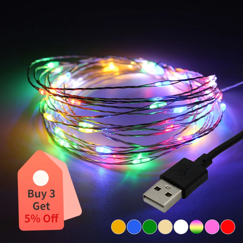 Usb Led String Light Christmas Fairy Copper String Lights Usb Usb Led String Aliexpress