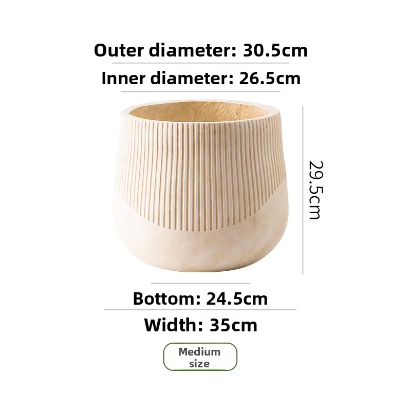 豪華な大口径セメント製植木鉢、リビングルームの室内植物、亀甲