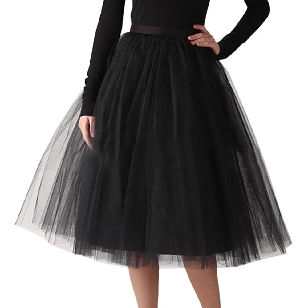 

Vintage Tulle Skirt Pleated Tutu Skirts Women Summer Lolita Petticoat Adult Ballet Dancewear Party Costume Ball Gown Midi Skirt