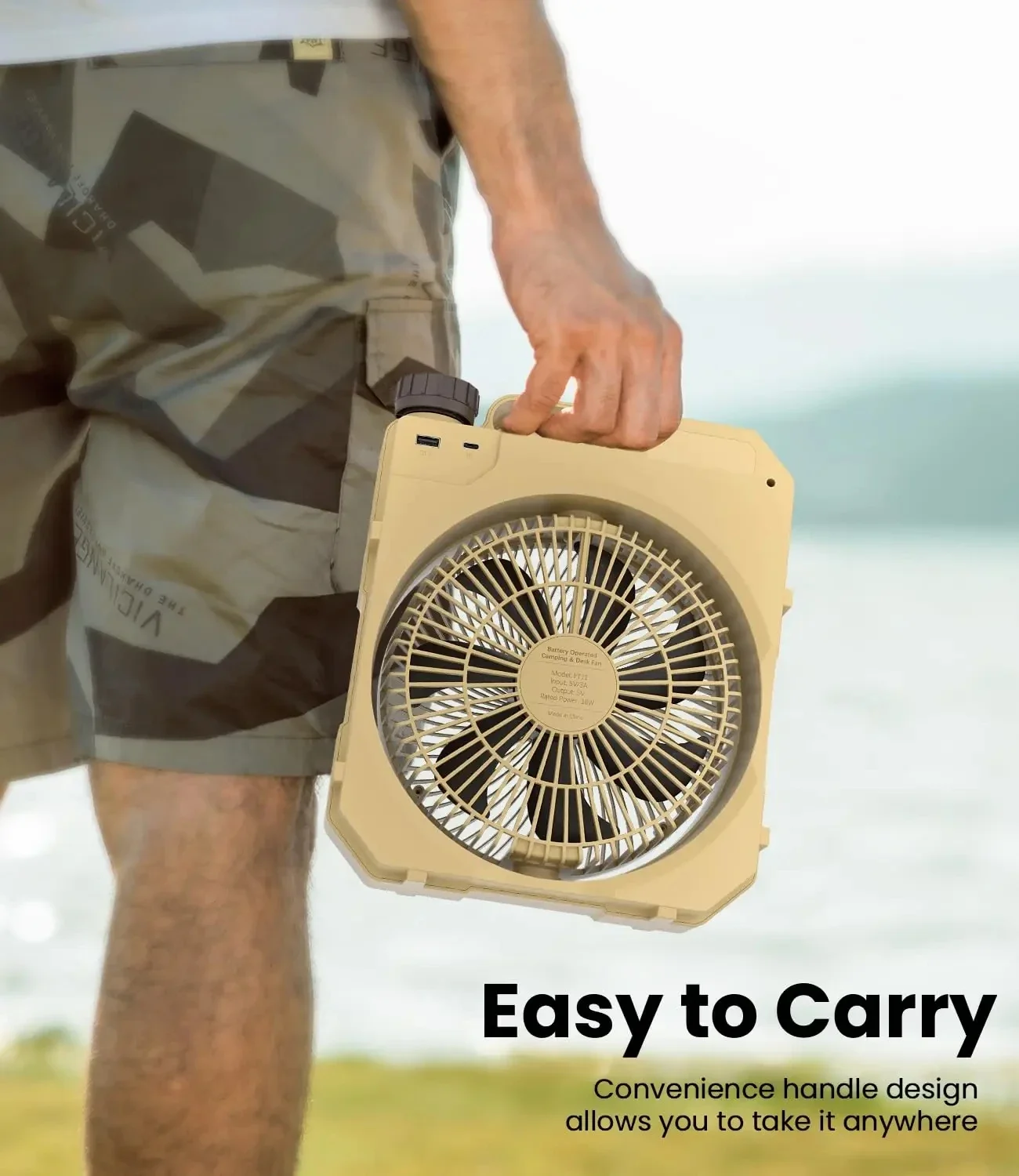 20000mAh Battery Electric Fan Portable Rechargeable Camping Fan with LED Light 90°Auto-Oscillation Cordless Fan Desktop Fans