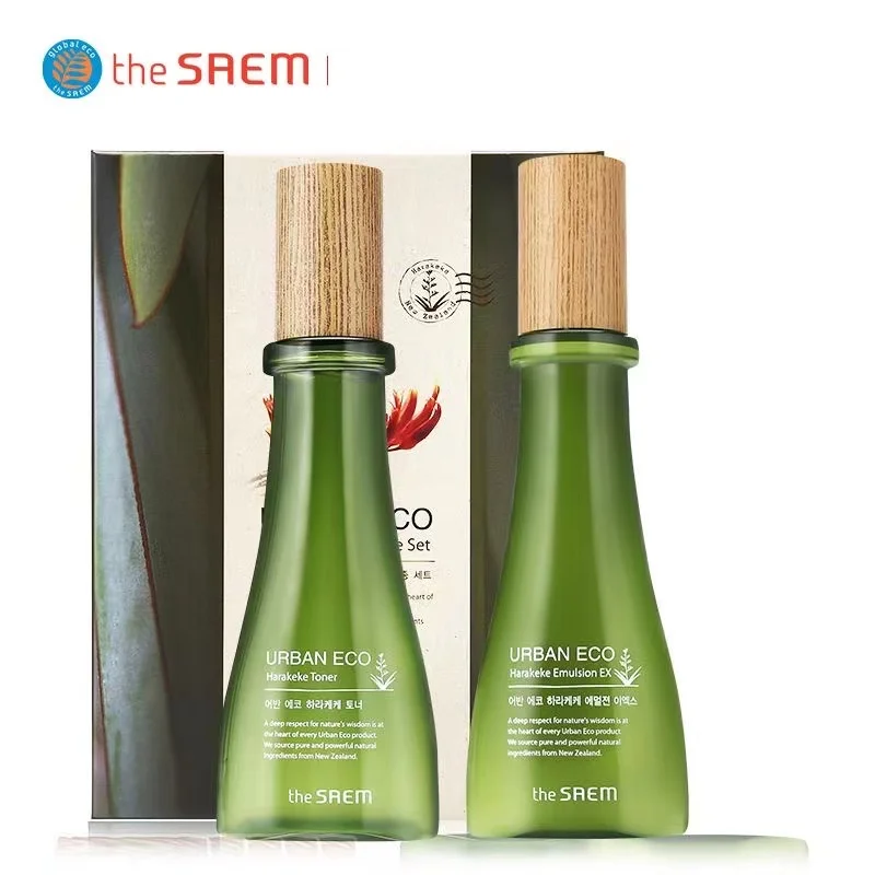 Juego de cuidado de la piel Saem Urban Eco Harakeke, tónico de 100ml y emulsión de 100ml, Cosméticos coreanos para la cara