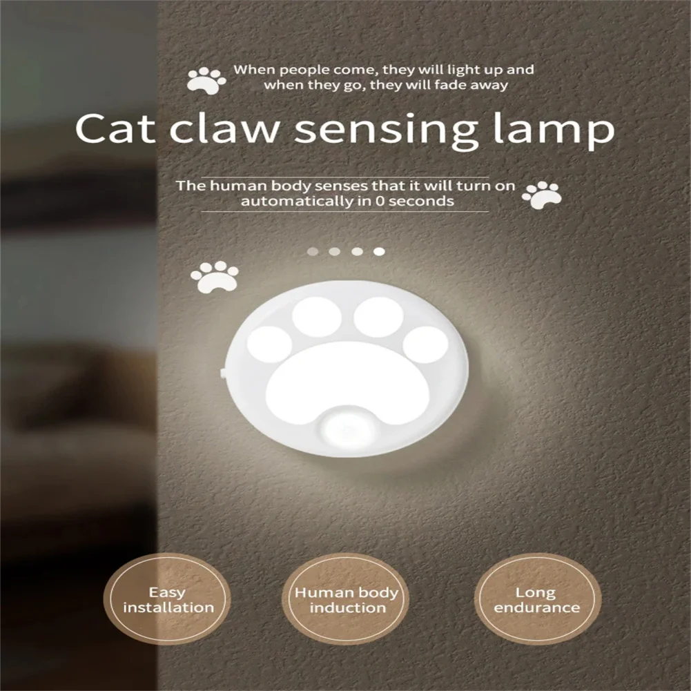 

Cat Claw Sensing Lamp Cordless Wall Night Lights 6500K White Light 0.5W USB Rechargeable LED Lamp For Home Party Decoration