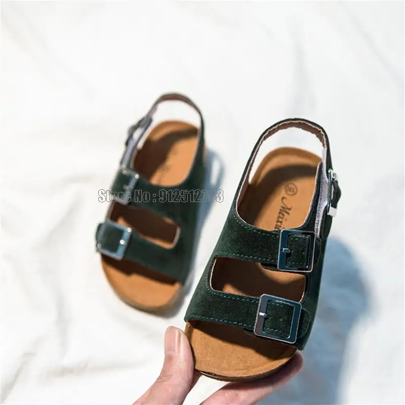Children Cork Slippers Fashion Summer Sandals Kids Suede Leather Flat Boys Girls Spring Autumn Beach Shoes