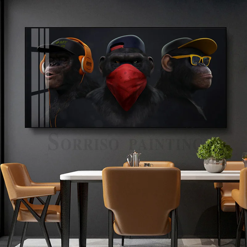 Pôsteres e Impressões de Macacos Engraçados, Animal Pop Art, Luxo, Crazy  Gorilla Canvas, Pintura de Parede, Decoração da Sala, Moda - AliExpress