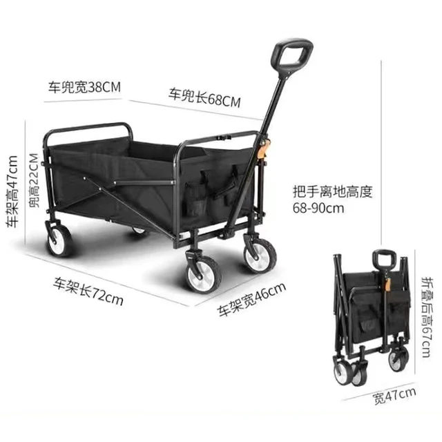 Luxus Kültéri Udvar Kerti Szekerek Hordozható Otthoni Vásárlási Élelmiszerbolt Kocsi Összecsukható Piknik Halászat Tábor Pótkocsi Kerekekkel - Image 5