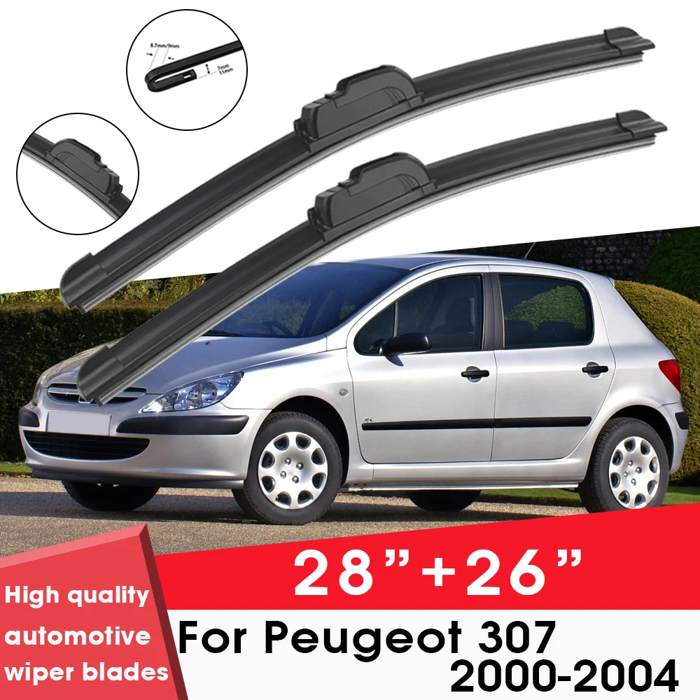 

Car Wiper Blade Blades For Peugeot 307 2000-2004 28"+26" Windshield Windscreen Clean Rubber Silicon Cars Wipers Accessories
