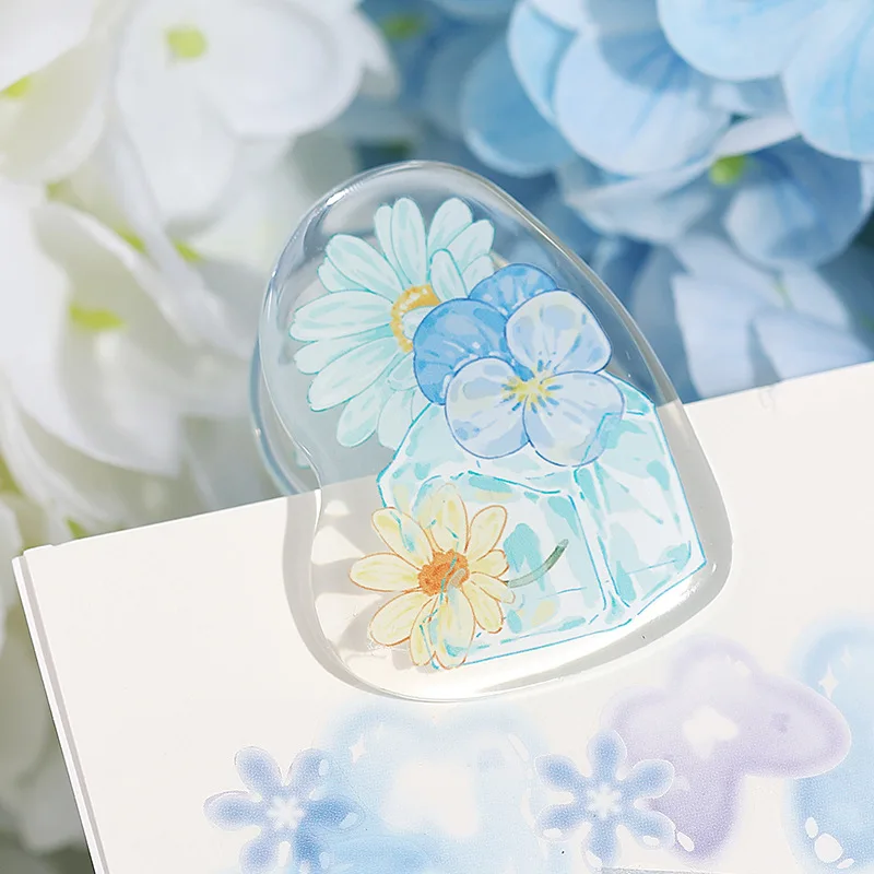 

Flower Acrylic Clamp Paperclip Mini Transparent Paper Clip Documents Bookmarks File Pages Holder Office School Supplies