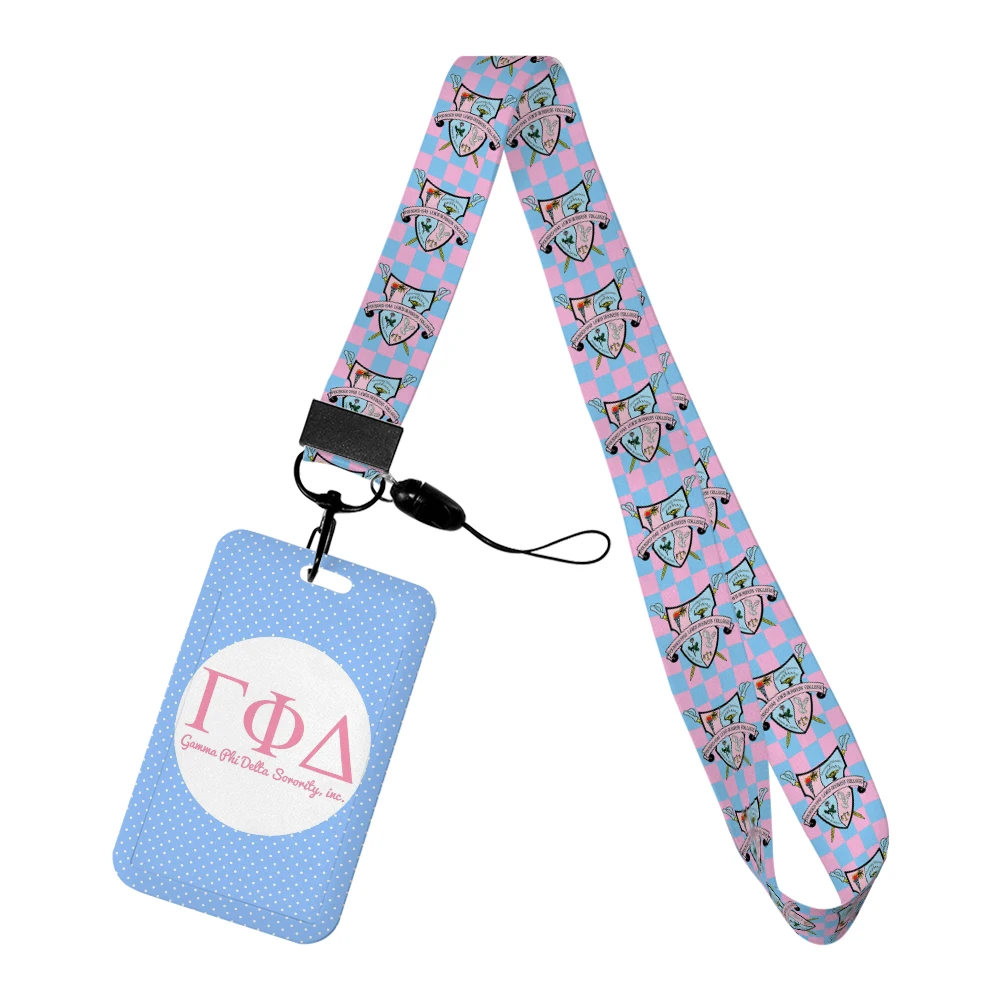 New Arrival Gamma Phi Delta Sorority Plastic Card Holders Keychain Work Card Bus Access Card Holder PVC Keychains Sister Gifts 5