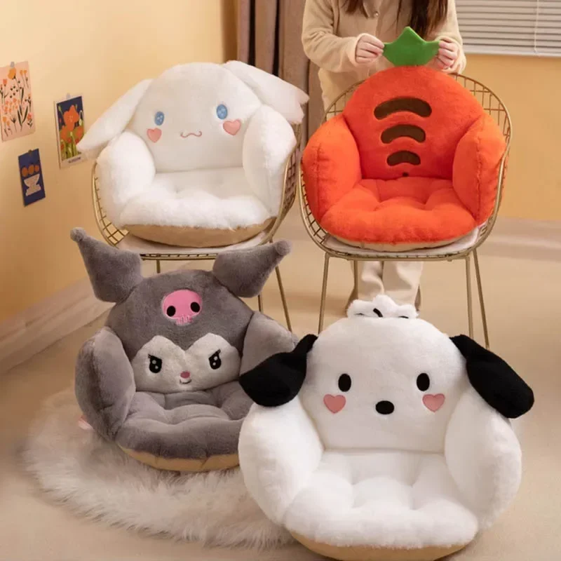 

Sanrio Cartoon Cushion Kuromi Melody Plush Pads Half Surrounded Mat Soft Backrest Dormitory Office Home Non-slip Chair Cushiones