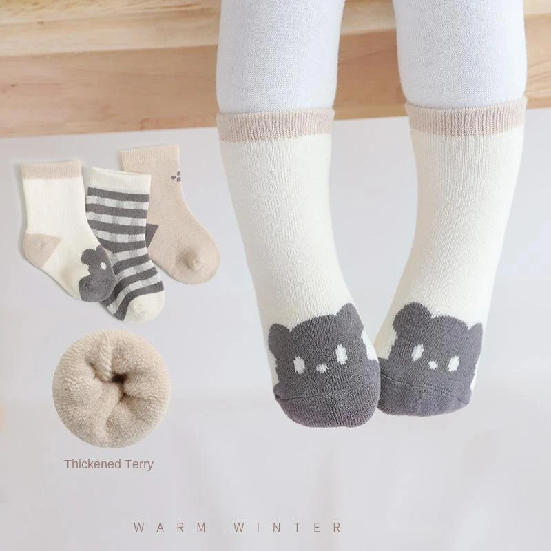 3 Pairs/Lot Thick Terry Cotton Newborn Baby Kids Socks Winter Soft Warm Socks for Children Boys