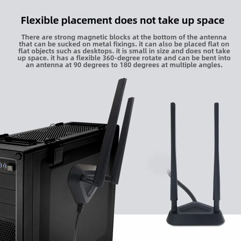 WIFI6E Router Desktop Wireless Network Card External Dual Band Extension Cable Antenna with Magnetic Base 8DB/10DB SMA Male