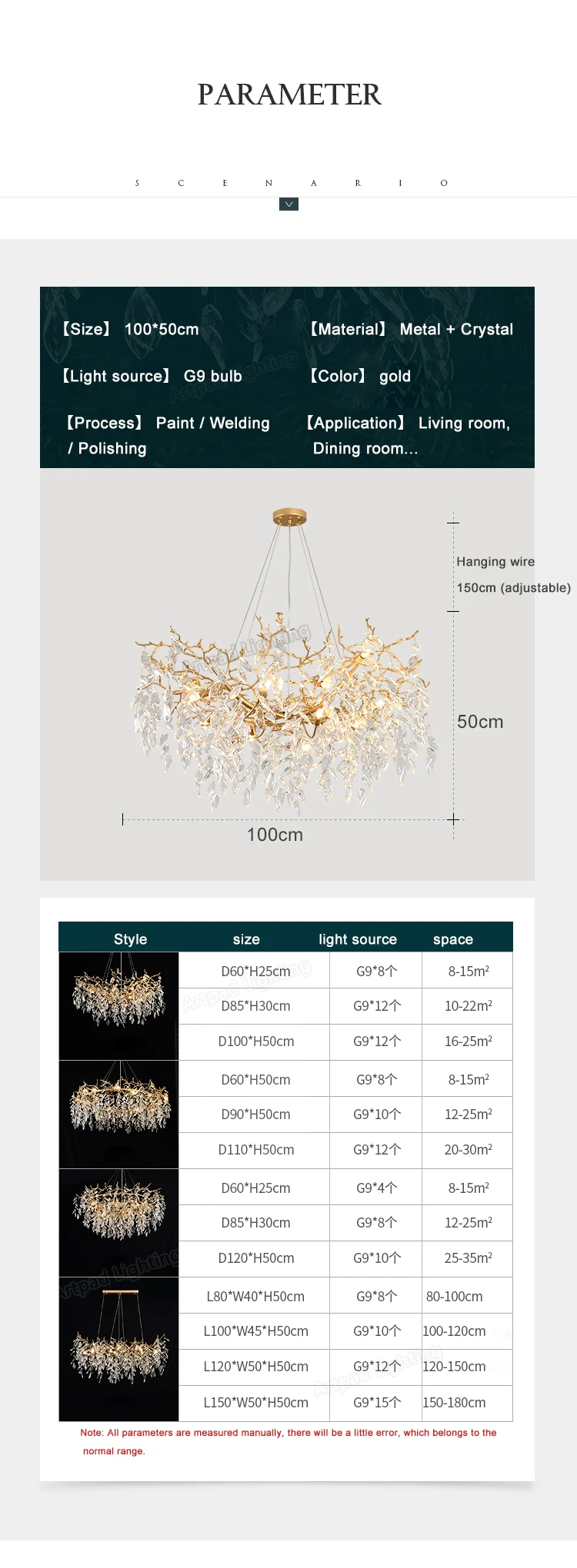 Pendant size guide