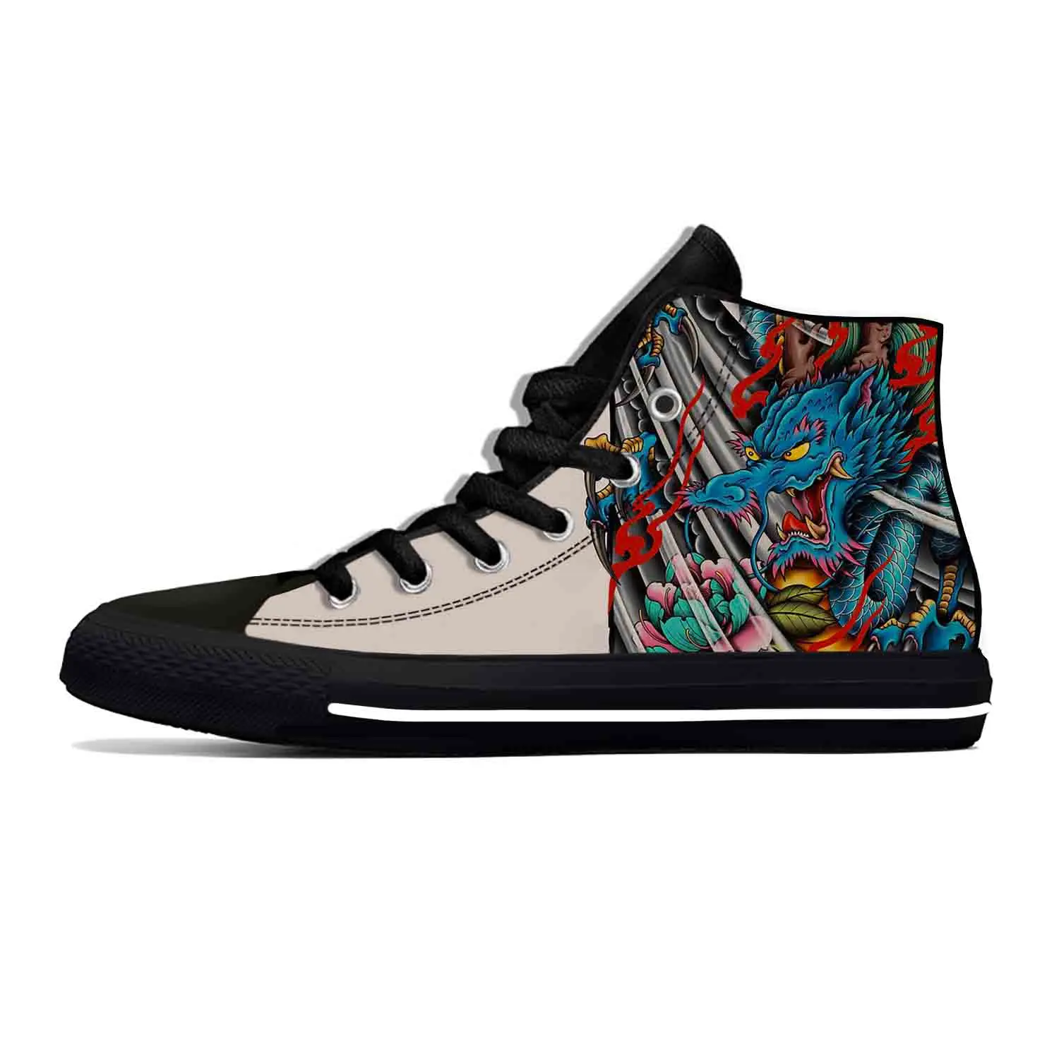 

Anime Cartoon Manga Comic Japanese Tattoo Dragon Casual Cloth Shoes High Top Lightweight Breathable 3D Print Men Women Sneakers