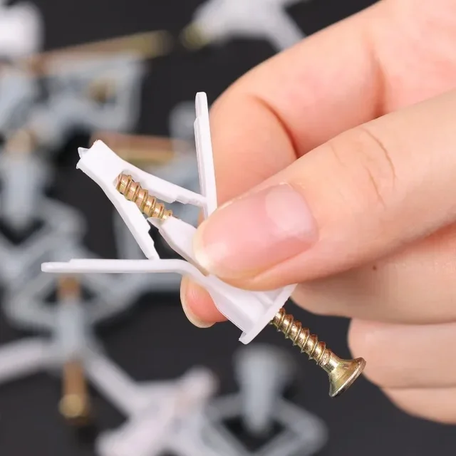 200/20x Plasterboard Dowels พร้อมสกรูยึดเจาะสกรูขยายหลอด Drywall Anchor Fastener ชุดเครื่องมือฮาร์ดแวร์ 5