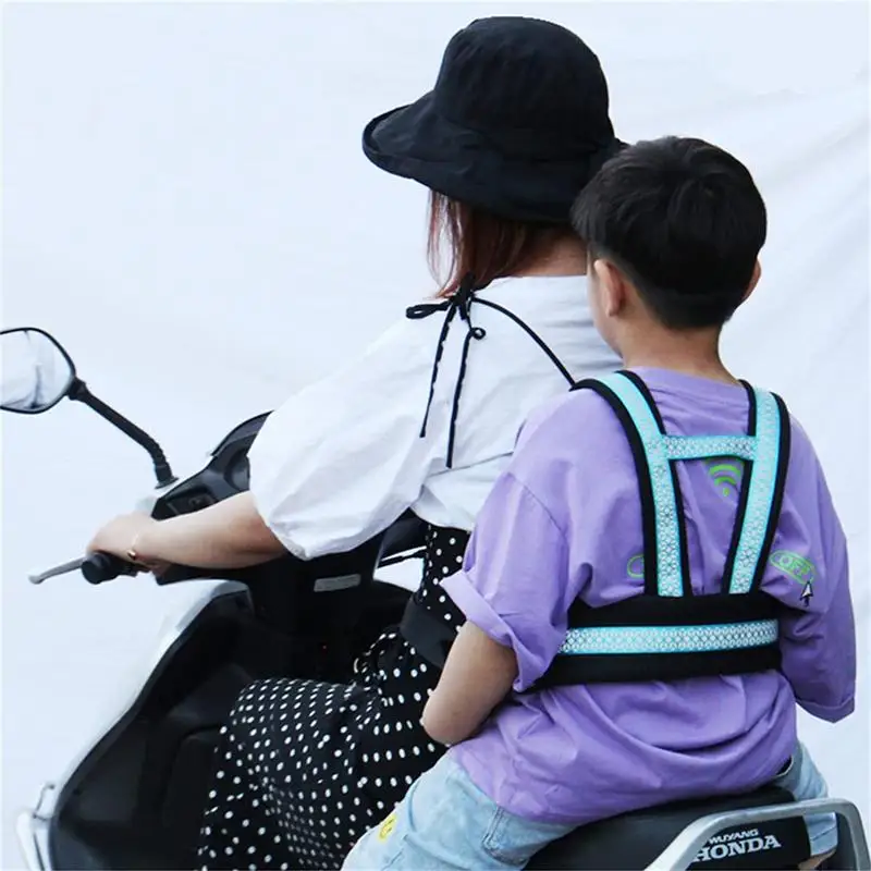Kids Safety Vest Children Motorcycle Safety Harness Kids Bicycle Seat Strap Breathable Reflective E-Bike Back Seat Belt