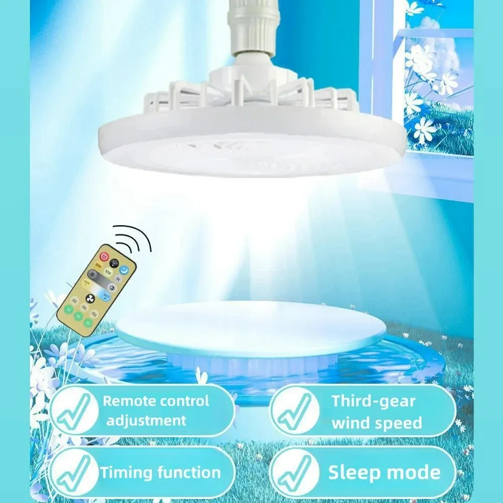 2-in-1 Three-speed Mode LED Fan Light LED Lamp Bead E27 Screw Fan Light Remote Control Wall Control for Bedroom Ceiling