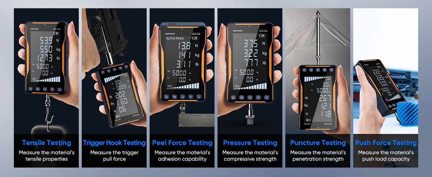 500N Digital Force Gauge HD Large Screen Portable Push Pull Force Gauge 500N/50k
