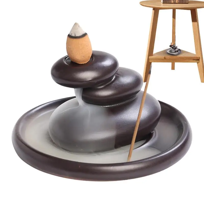 

Incense Burner Holder Waterfall Sansheng Stone Ceramic Backflow Incense Holder Elegant Porcelain Holder Aromatherapy Home