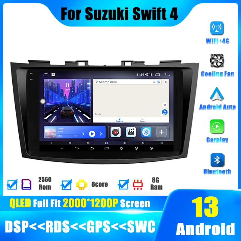 

9" Android 13 For Suzuki Swift 4 2011 - 2017 Car Radio Multimedia Video Player Touch Screen Bluetooth WIFI IPS Navigation GPS