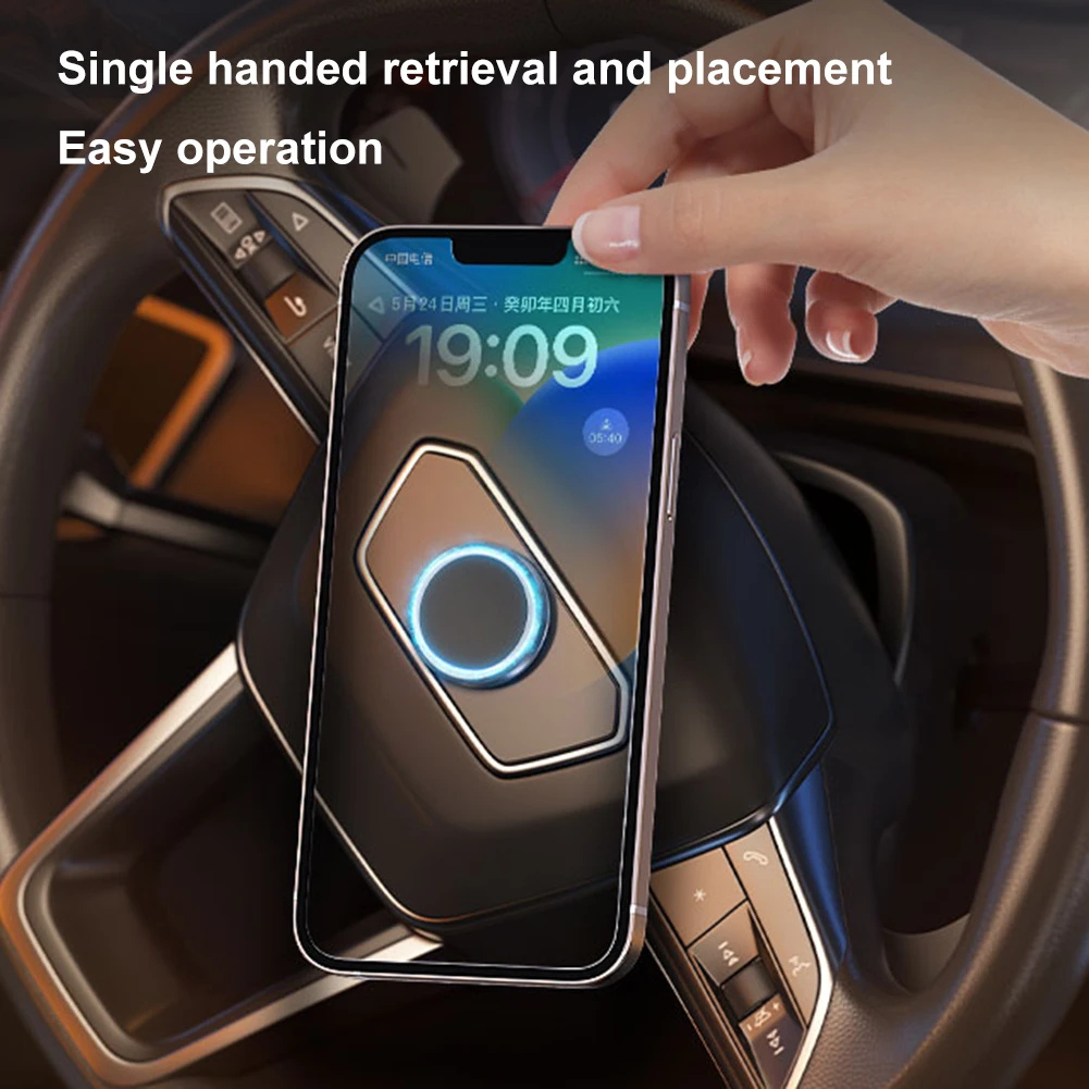 Metal Magnetic Car Phone Holder with 360 Rotation for Steering Wheel