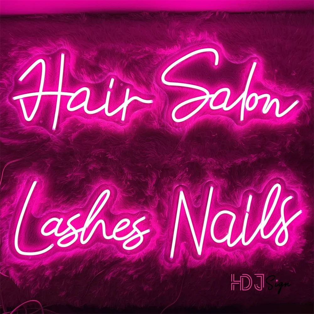 Tanie Salon kosmetyczny Neon Led znak światła włosy rzęsy brwi paznokcie
