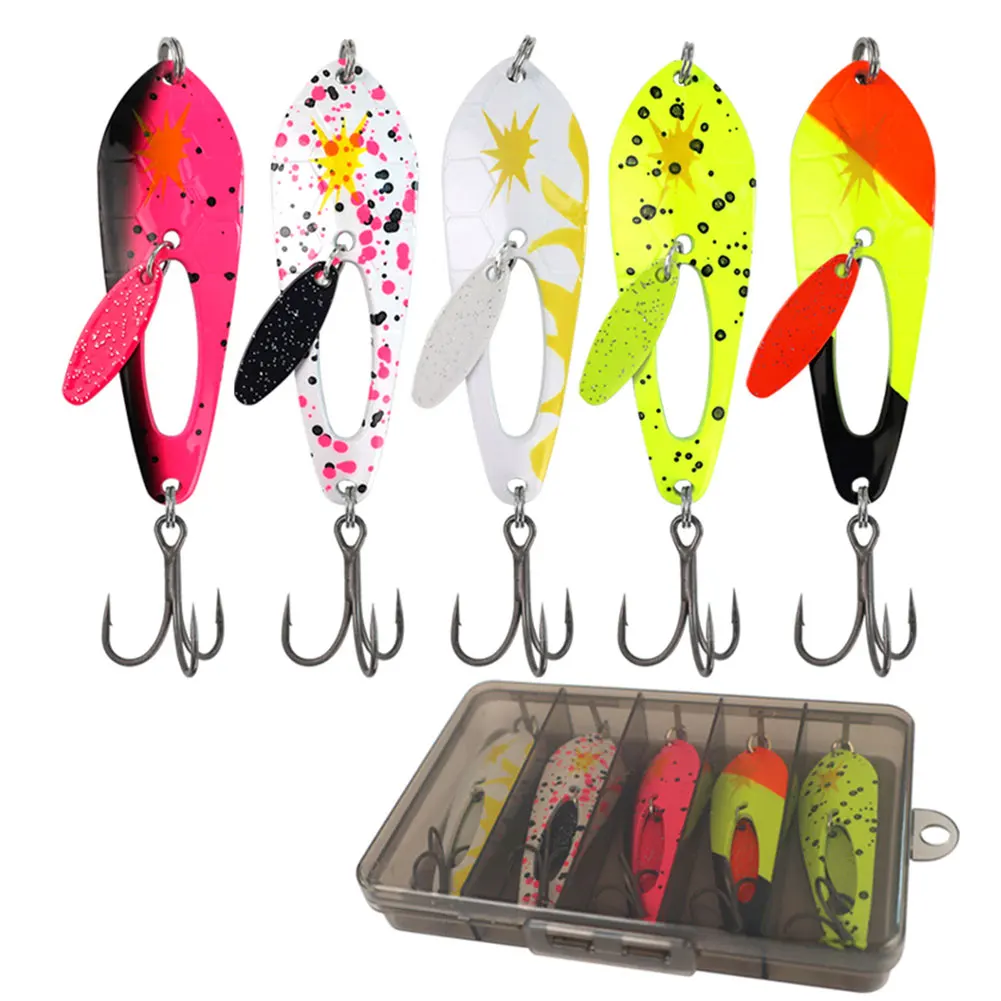 5Pcs 4g Spinner Bait with Treble Hooks Artificial Hard Bait Fishing Wobblers for Bass Pike Fishing Accessories
