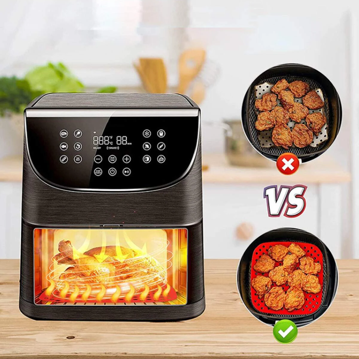 Square Air Fryer Liners with Perforations - Heat-Resistant, Easy-to-Clean