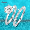 Smyoue 0.23-2.23CTTW Full Moissanite Wedding Rings for Women Sets Couple Rings 100% 925 Sterling Silver Top Quality Jewelry GRA 1