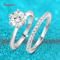 Smyoue 0.23-2.23CTTW Full Moissanite Wedding Rings for Women Sets Couple Rings 100% 925 Sterling Silver Top Quality Jewelry GRA 1