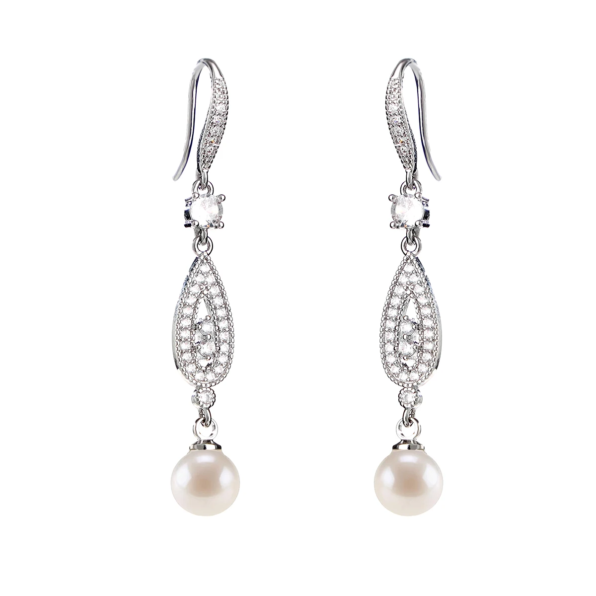 Bridal imitation pearl earrings wedding drape earrings hook drop wedding balls or parties