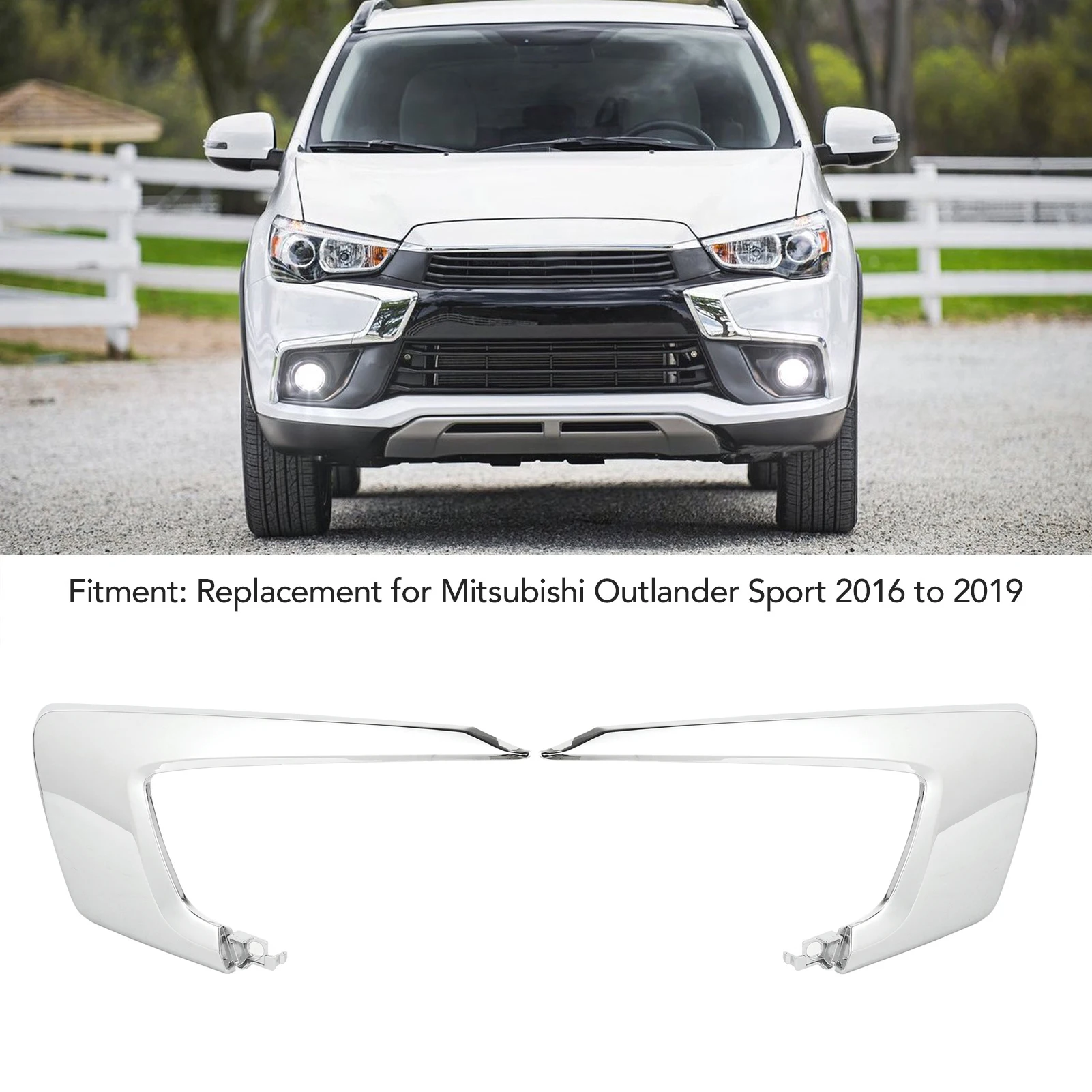 

Верхняя отделка переднего бампера, хромированный АБС-пластик для Mitsubishi Outlander Sport 2016-2019, левый 6407A169, правый 6407A170
