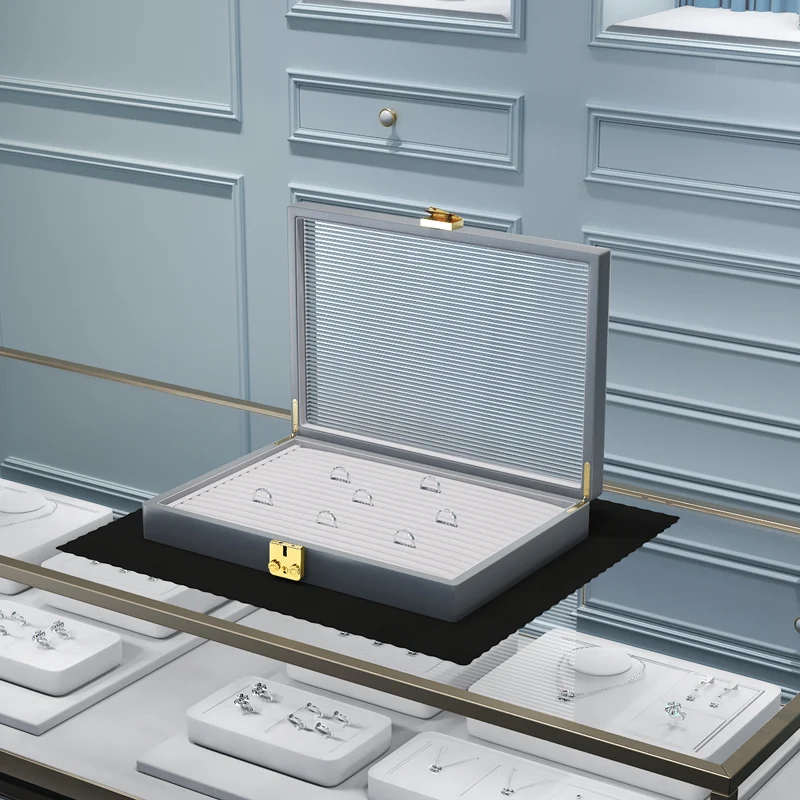 MISHITU 고급 쥬얼리 상자, PU 가죽 상점 전시 귀걸이 팔찌 목걸이 반지 상자, 쥬얼리 보관 전시 쥬얼리 상자