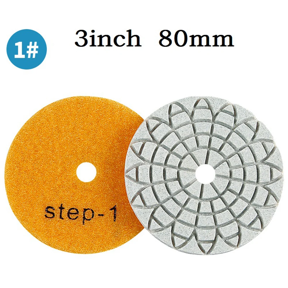 1PCS Dry/wet Diamond 3 Steps Polishing Pads Granite Polishing Tool For Granite Stone Concrete Marble Polishing 3 Inch/80mm 3pcs 4 inch dry wet diamond 3 step polishing pads granite polishing tool diamond wet polishing pads discs stone grinding tool