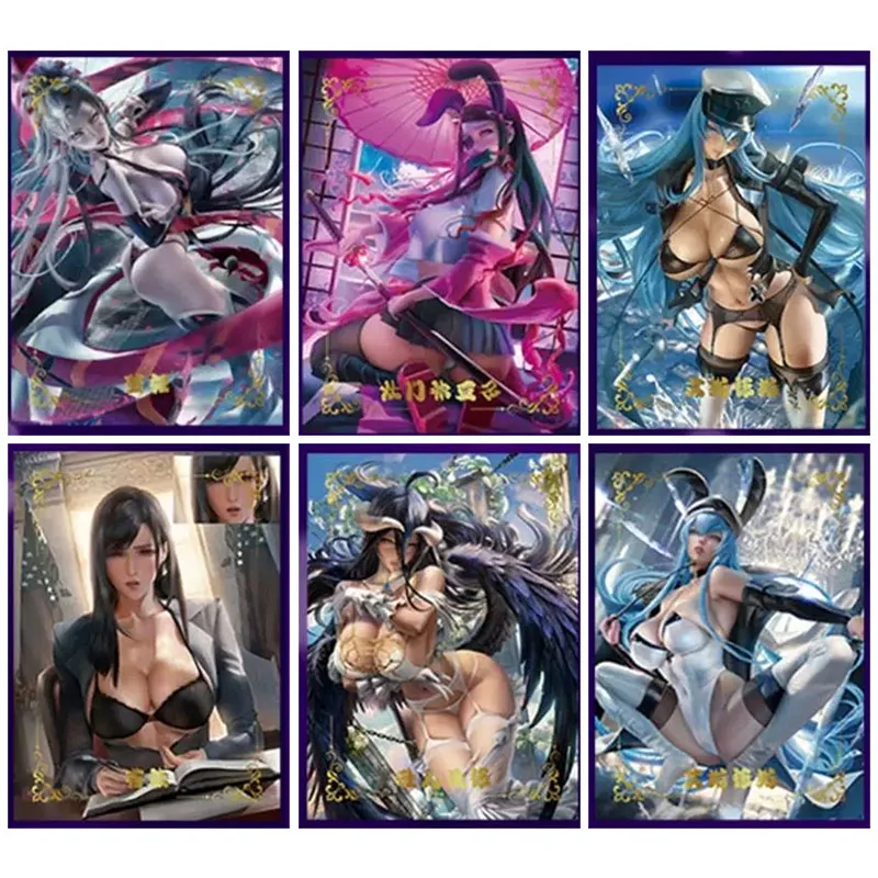 

Anime Goddess Story Rare ACG Metal Refractive Flash Cards Esdese albedo Tifa Toys for boys Collectible Cards Birthday Gifts