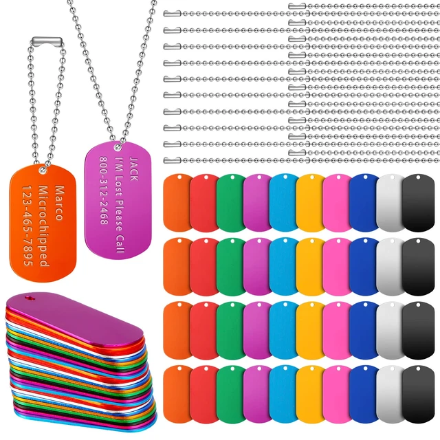 50Pcs Aluminum Blank Dog Tags for Laser Engraving with Ball Chains for DIY  Craft Personalized Necklace Keychain Pendants Black - AliExpress