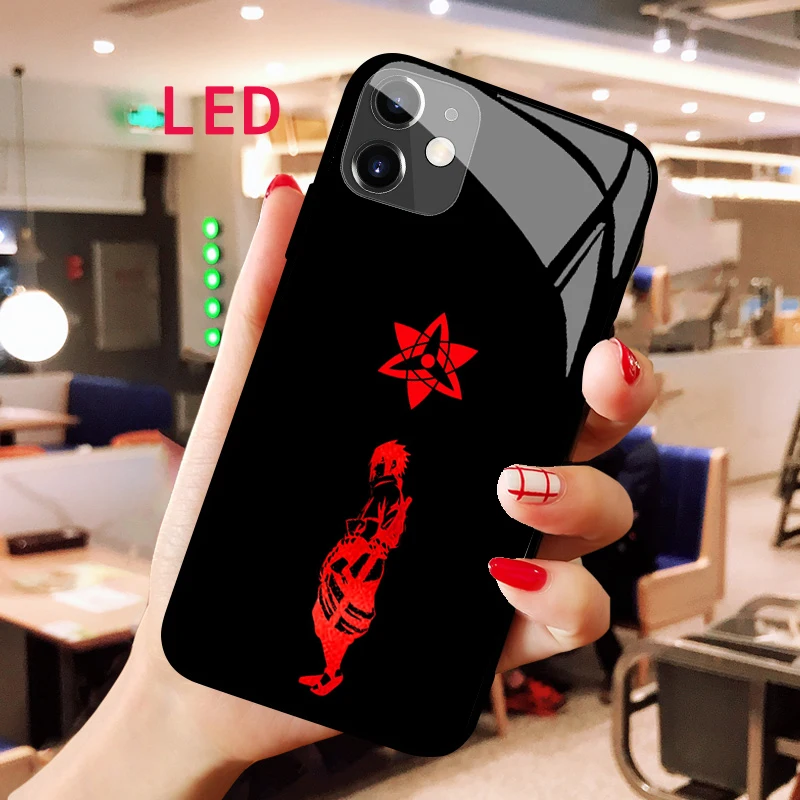 

Светящийся чехол для телефона N-Naruto из закаленного стекла для Apple iphone 13 14 Pro Max Puls mini, роскошный модный чехол с RGB светодиодной подсветкой, Новинка