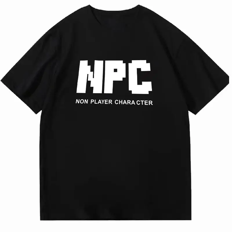 

American niche creative NPC letter printed cotton short-sleeved T-shirt for men and women unisex loose and simple couple tops