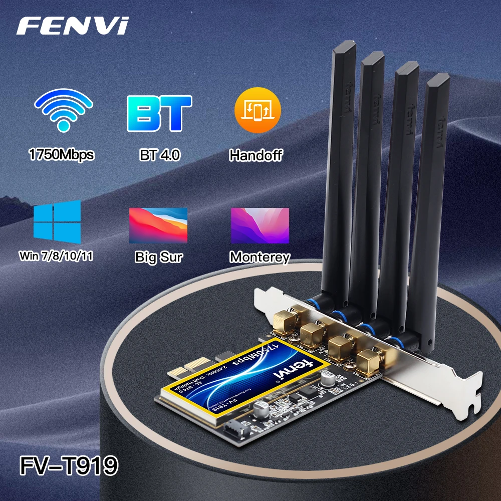 Fenvi T919 1750mbps Pcie Desktop Wifi Card Bcm94360 For Macos