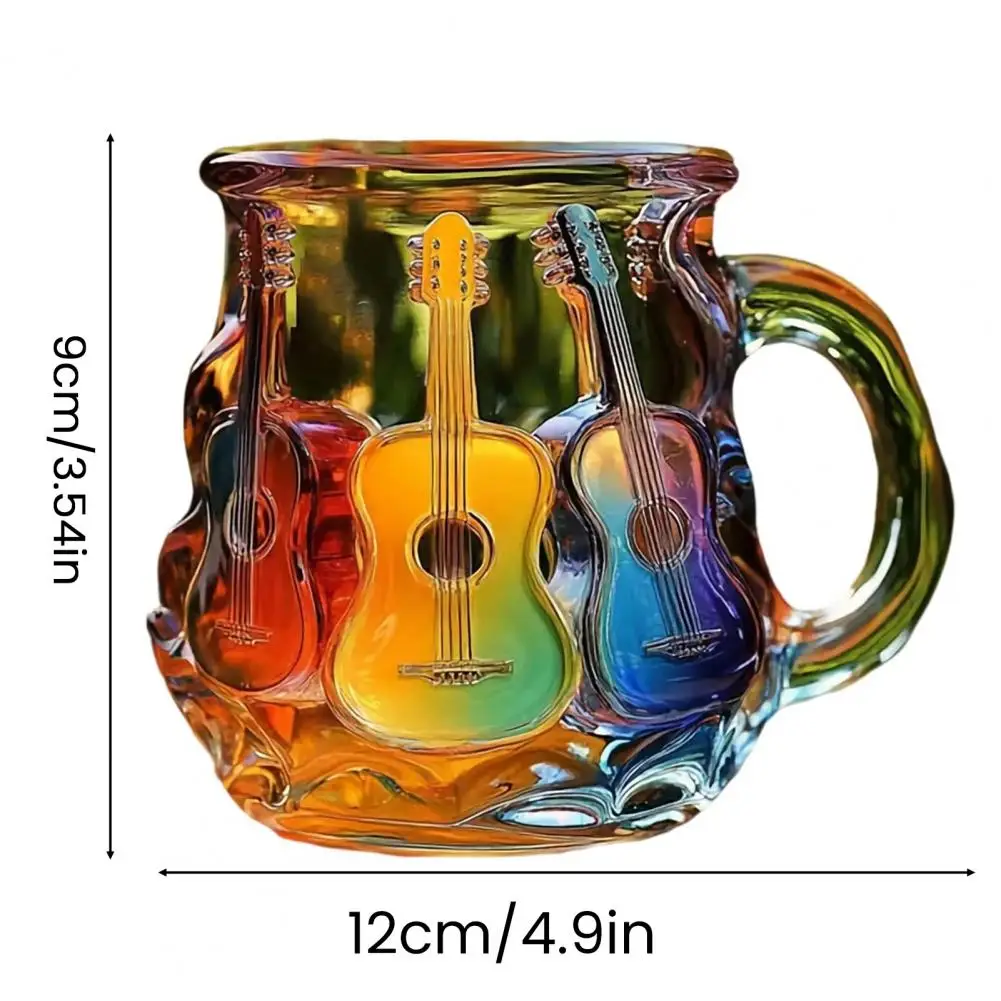 11oz Guitar Art Mug Musical Coffee Cup 3D Guitar Shaped Glass Mug Painted Collection Gifts Artistic Atmosphere For Music Lovers