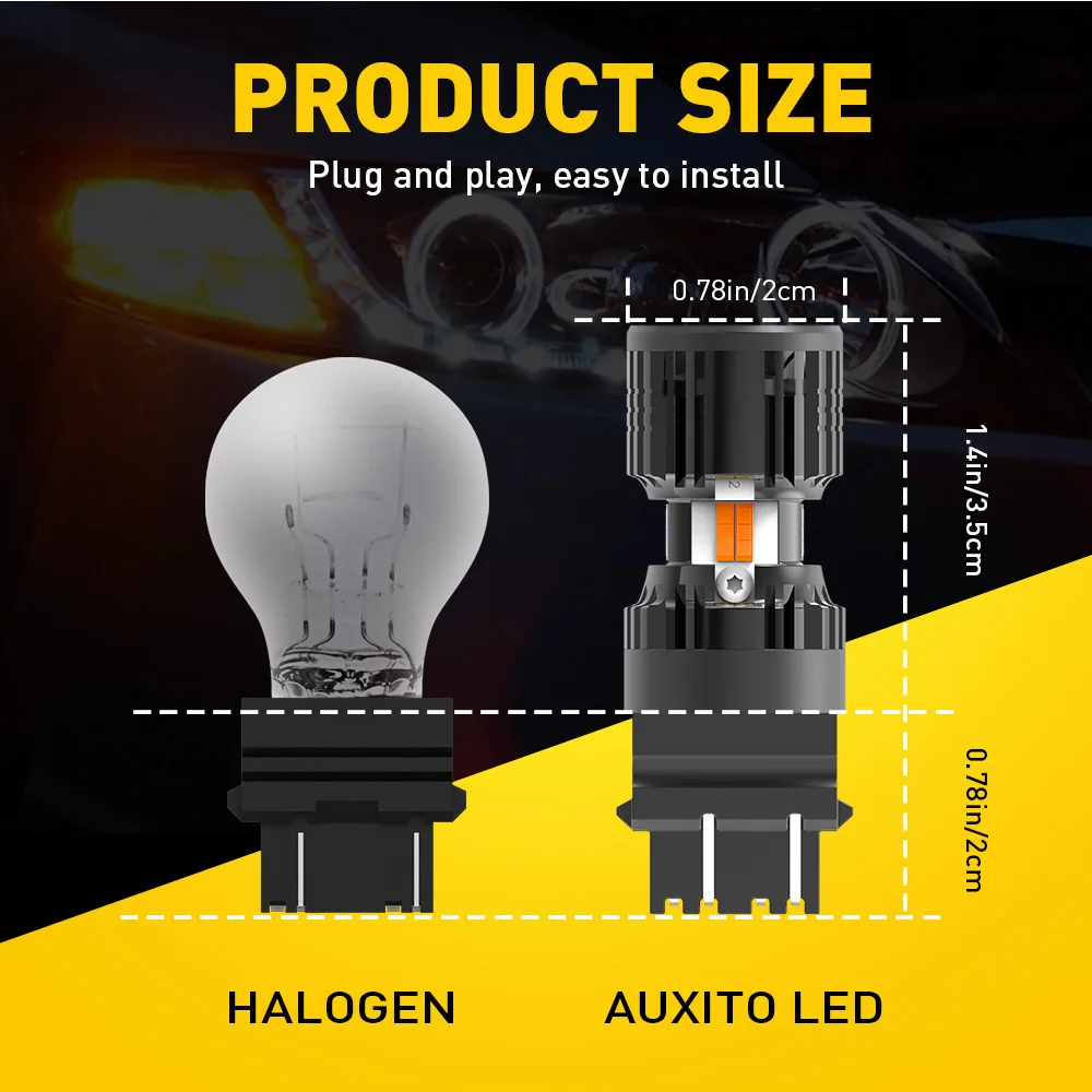 AUXITO  ÷ ĵ  õ, 3157 LED DRL ڵ ,   ġ, ǳ , P27/7W, T25 P27W, 2 
