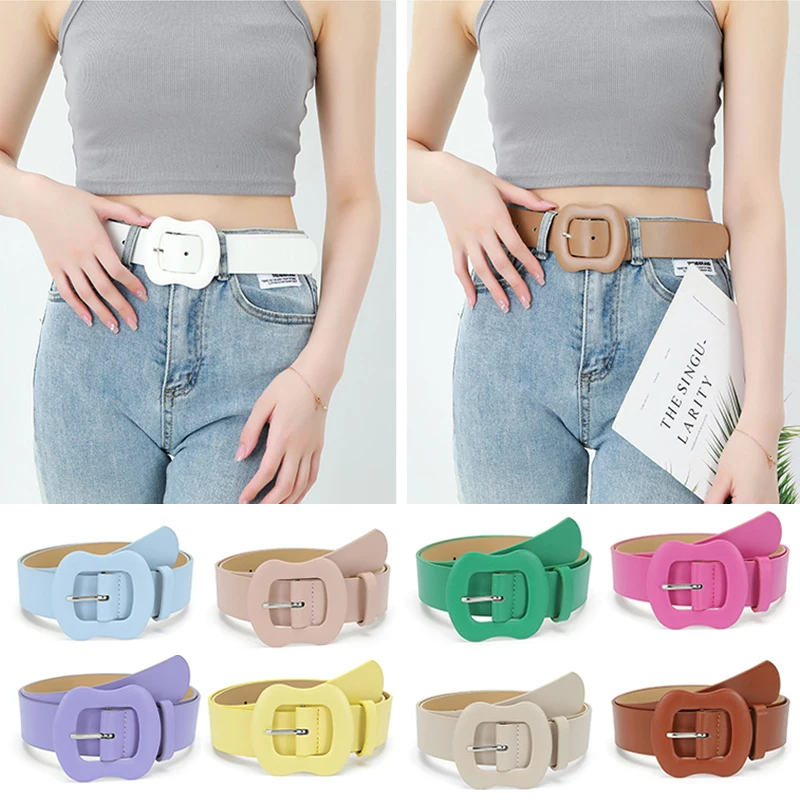 

2023 New 11 Colors Korean Style Square Buckle Candy Color Decorative Belt Women's Fashion Versatile Jeans Casual Pants Wide Belt
