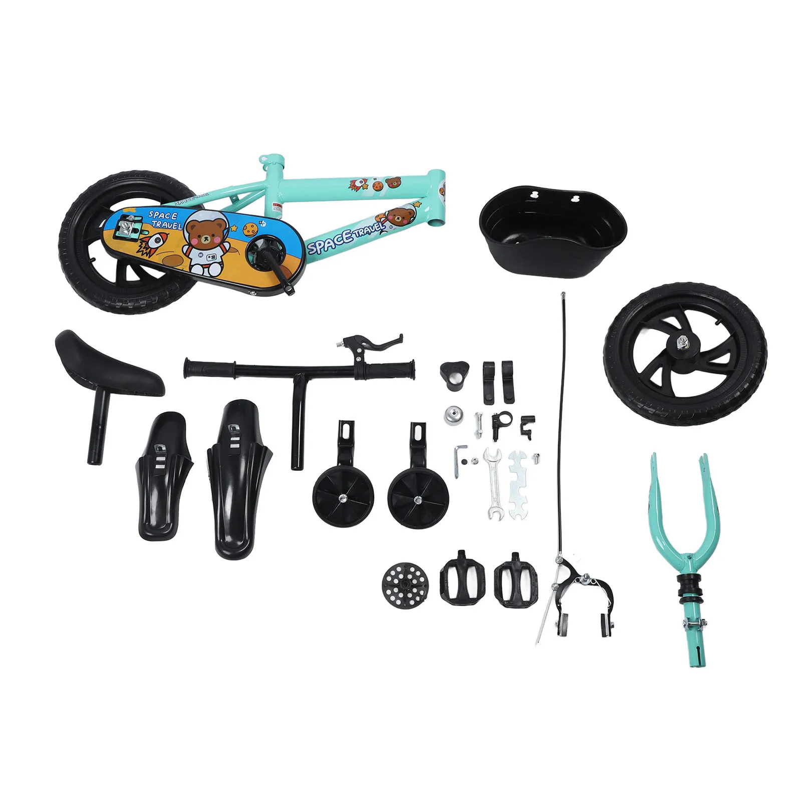 Vélo pour enfants de 12 pouces avec roues d'apprentissage pour les enfants de 2 à 6 ans, cadre en acier à haute teneur en carbone, siège et guidon réglables