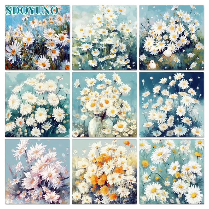 

SDOYUNO 40x50cm Painting By Numbers For Adults Kits Flowers On Canvas Acrylic Paint On Numbers With Frame For Home Decors