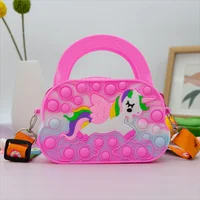 Girls silicone cute animal bag messenger bag coin purse kids stress relief pop toy stress relief bubble fun small gift shoulder 1