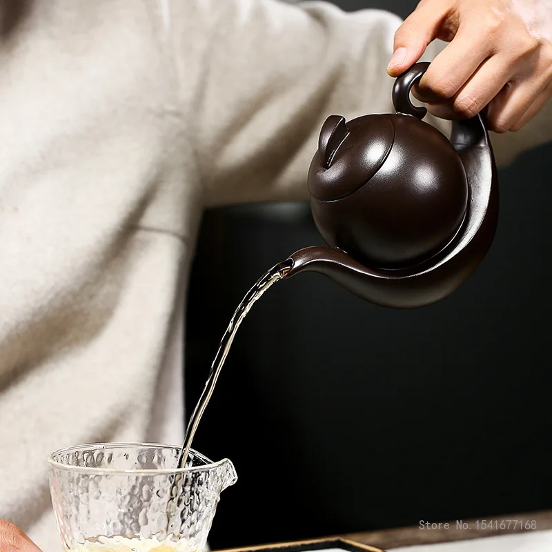 Yixing Purple Clay Pot Handmade Teapot, smooth Pattern, New Chinese Creative styles Tea Pot Kung Fu Teaware, 360cc, 1Pc