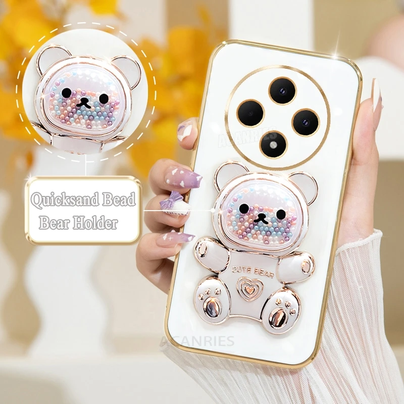 Reno12f الفاخرة الرمال المتحركة الدب حامل تصفيح الحال بالنسبة ممن لهم رينو 12f 12fs Reno12 F Fs 4g 5g حماية سيليكون حامل غطاء Reno12fs